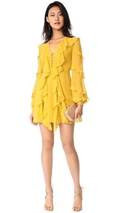 Shop Nicholas Ruffle Mini Dress In Saffron