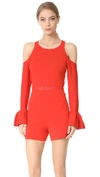 JONATHAN SIMKHAI SIGNATURE KNIT COLD SHOULDER ROMPER