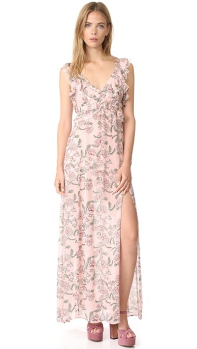 Shop For Love & Lemons Bee Balm Floral Maxi Dress In Pink Floral