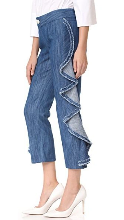 Shop Alexis Nikko Ruffle Jeans In Denim