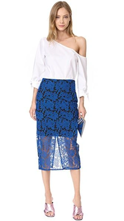 Shop Diane Von Furstenberg Overlay Tailored Pencil Skirt In Klein Blue/black