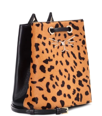 Shop Charlotte Olympia Feline Printed Calf Hair Bucket Bag