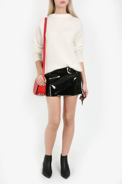 Anthony Vaccarello Lace Up Patent Mini Skirt
