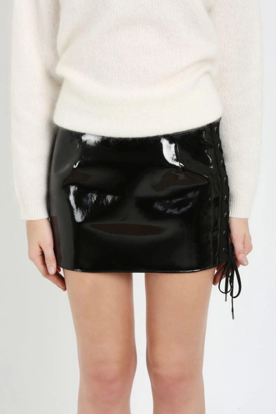 Shop Anthony Vaccarello Lace Up Patent Mini Skirt