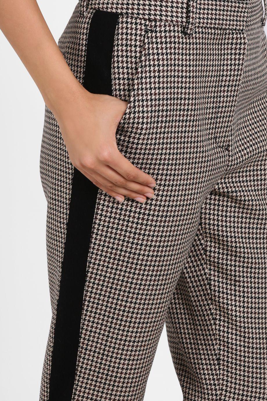 houndstooth print drawstring jogger pants