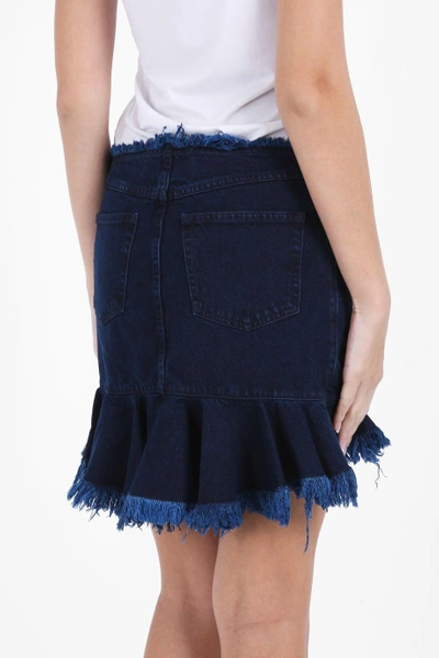Shop Marques' Almeida Ruffled Denim Skirt