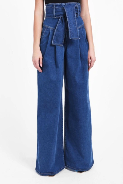 Shop Sara Battaglia High-waisted Denim Trousers