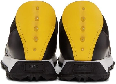 Shop Fendi Black & Yellow 'bag Bugs' Sneakers