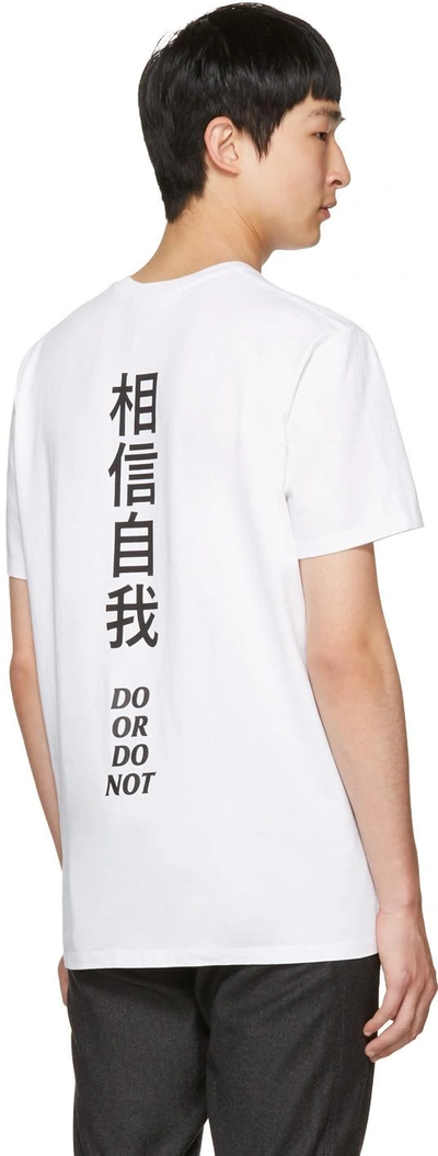 Shop Neil Barrett White Do Or Do Not T-shirt In 526 White/black