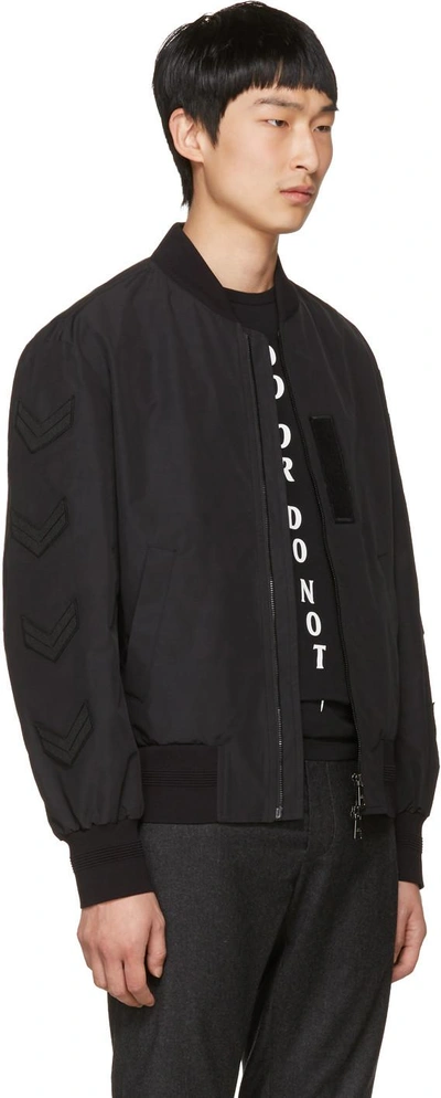 Shop Neil Barrett Black Chevron Ma-1 Bomber Jacket In 01 Black