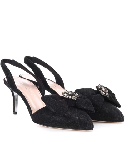 Oscar De La Renta Metallic Bow Slingback Pumps In Black