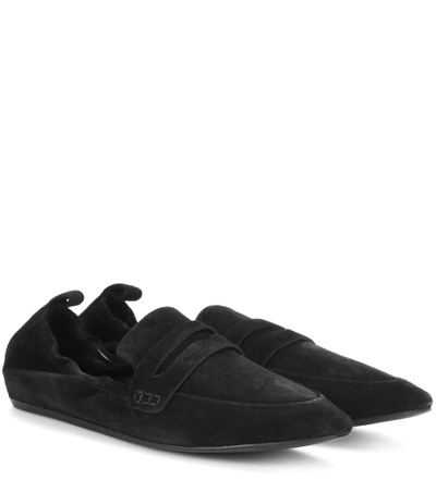 Shop Lanvin Suede Penny Loafers In Llack