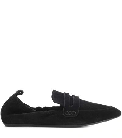 Shop Lanvin Suede Penny Loafers In Llack