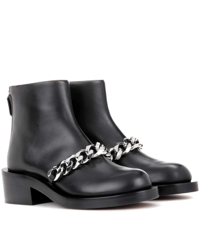 Shop Givenchy Chain Leather Ankle Boots In Black