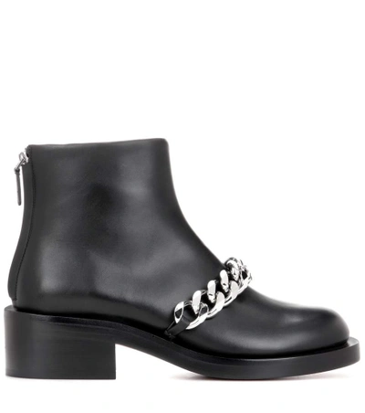 Shop Givenchy Chain Leather Ankle Boots In Black