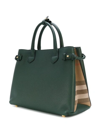 Shop Burberry The Medium Banner In Leather And House Check - Green