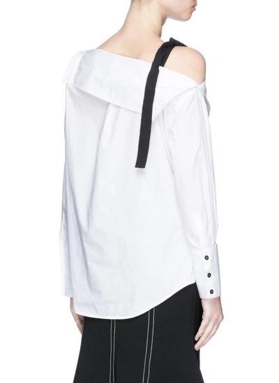 Shop Proenza Schouler Asymmetric Tie Shoulder Cotton Poplin Shirt