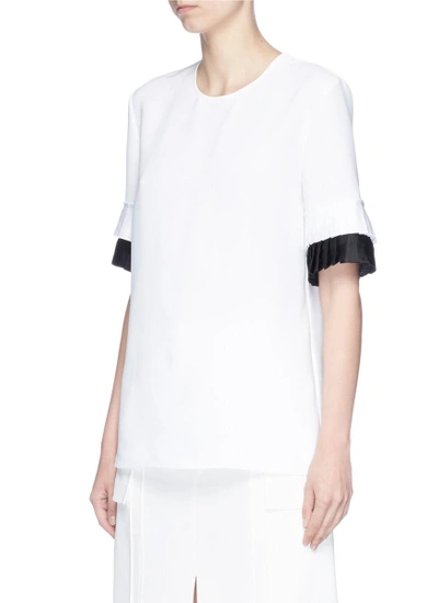 Shop Victoria Victoria Beckham Pleated Cuff Crepe Top