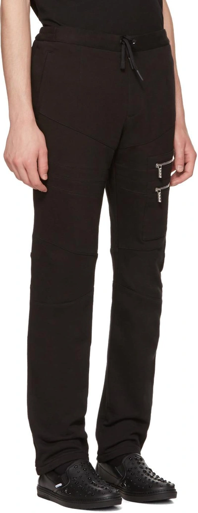 Shop Versace Black Multi-zipper Lounge Trousers