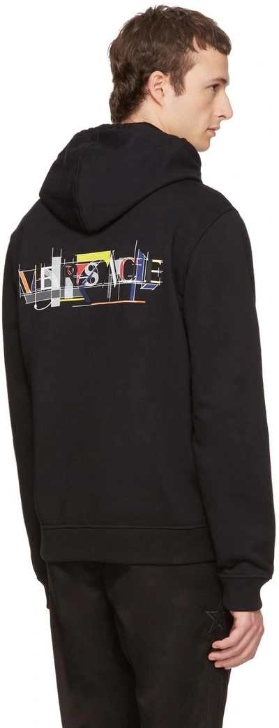 Shop Versace Black Logo Back Zip Hoodie