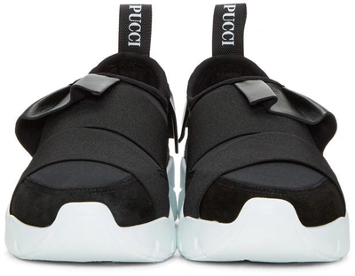 Shop Emilio Pucci Black Ruffle Slip-on Sneakers In 999 Nero