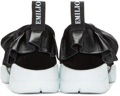 Shop Emilio Pucci Black Ruffle Slip-on Sneakers In 999 Nero