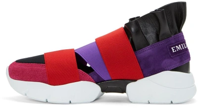 Shop Emilio Pucci Purple And Black Colorblock Slip-on Sneakers In A74 Viola/rosso/fuxi