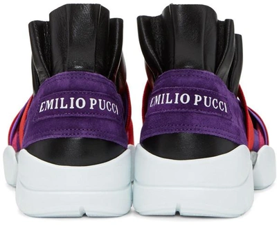 Shop Emilio Pucci Purple And Black Colorblock Slip-on Sneakers In A74 Viola/rosso/fuxi