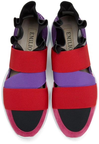 Shop Emilio Pucci Purple And Black Colorblock Slip-on Sneakers In A74 Viola/rosso/fuxi