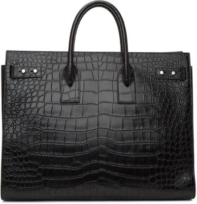 Shop Saint Laurent Black Croc Large Sac De Jour Tote