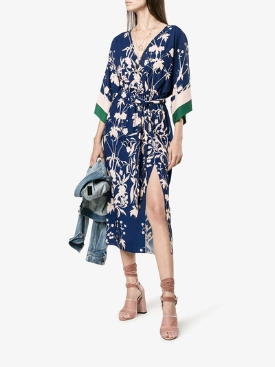 Shop Borgo De Nor Kimono Belted Dress In Blue