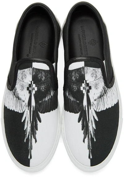 Shop Marcelo Burlon County Of Milan Black And White Aish Slip-on Sneakers In 1001 Black White