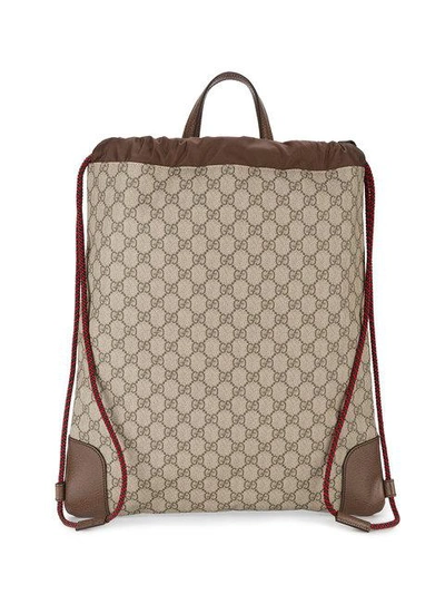 Shop Gucci Embroidered Badge Drawstring Backpack