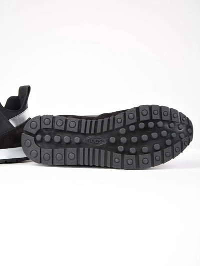 Shop Tod's Contrast Slip-on Sneakers In Black