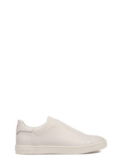 Tod's White Slip On Leather Sneakers