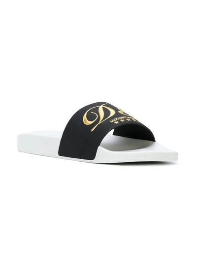 Shop Dolce & Gabbana Embroidered Hotel Pool Slides