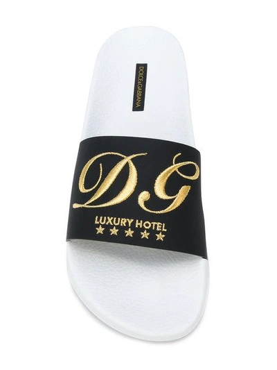 Shop Dolce & Gabbana Embroidered Hotel Pool Slides