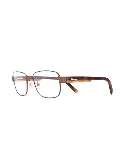 Shop Ferragamo Salvatore  Eyewear Square Frame Glasses - Brown