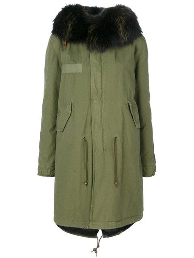 Shop Mr & Mrs Italy Racoon Fur Trim Hooded Coat In C3040