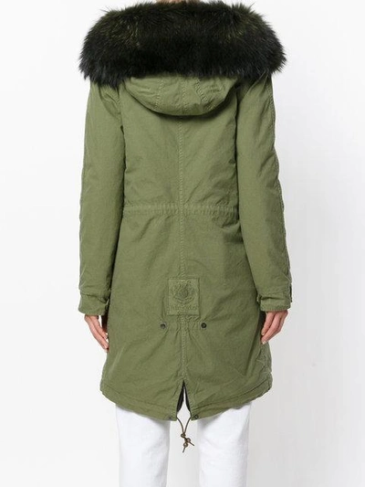 Shop Mr & Mrs Italy Racoon Fur Trim Hooded Coat In C3040