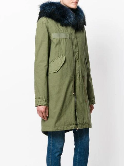 Shop Mr & Mrs Italy Fur Hooded Parka In Green