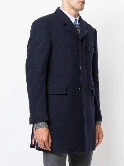 Shop Thom Browne Flap Pockets Coat - Blue