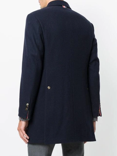 Shop Thom Browne Flap Pockets Coat - Blue