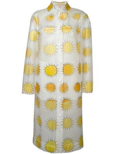 Shop Christopher Kane Allover Printed Sun Waterproof Coat In White