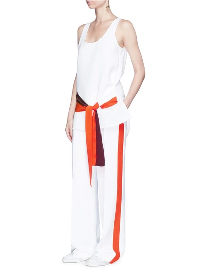 Shop Victoria Victoria Beckham Silk Waist Sash Crepe Sleeveless Top