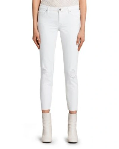 Shop Allsaints Mast Distressed Ankle Jeans In White