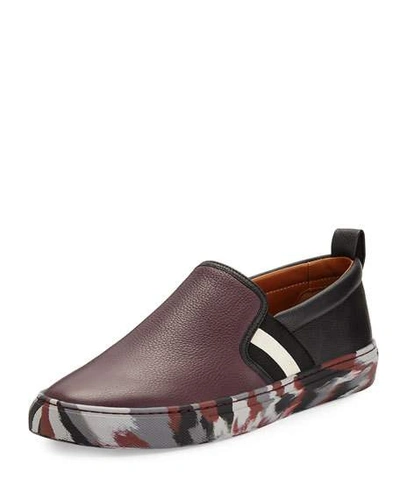 Bally Herald Leather Slip-on Sneaker With Camo Sole, Red