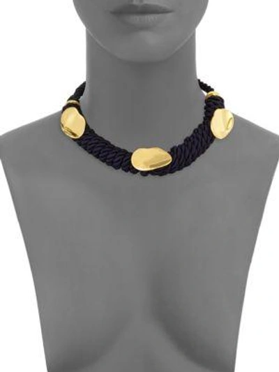 Shop Lizzie Fortunato Zanzibar Cord Necklace In Black