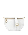 ELIZABETH AND JAMES SCOTT SMALL LEATHER HALF-MOON MESSENGER BAG, WHITE