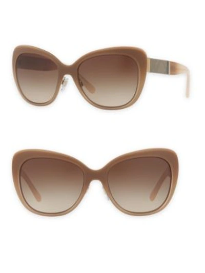 Burberry 57mm Check-embossed Butterfly Sunglasses In Gradient Brown